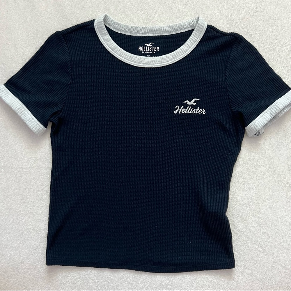 Hollister Navy Waffle Knit Shirt